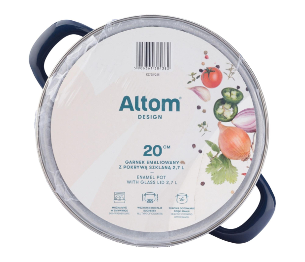 Altom Garnek emaliowany 20 cm 2,7 l pokrywka granat indukcja - 1611113 - zdjęcie 3
